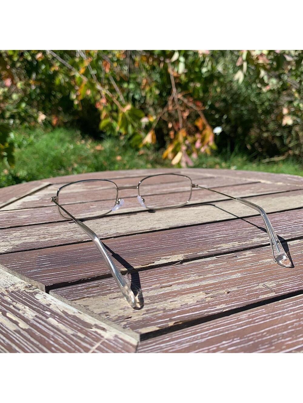 Vintage 2000s style unique Slim Silver Trim Clear Lenses Glasses. Glasses are - Picture 3 of 7